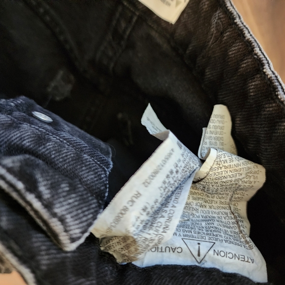 Zara Black High Waisted Ripped Distressed Button Fly Denim Shorts - Picture 8 of 13